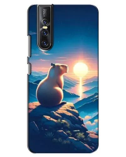 Чехол для Vivo V15 Pro с картинкой «Закат солнца с капибарой»