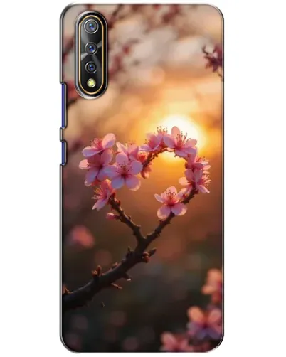 Чехол для Vivo V17 Neo с картинкой «Розовый цвет сердце на фоне заката»