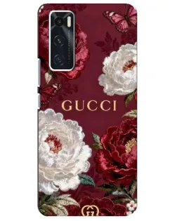 Чехол для Vivo V20 se с картинкой «Gucci — бордовые розы»