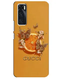 Чехол для Vivo V20 se с картинкой «Gucci — золотые бабочки»
