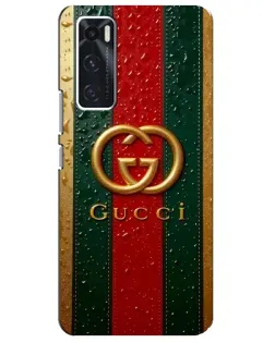 Чехол для Vivo V20 se с картинкой «Gucci — фирменная полоса и золото»