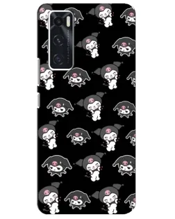 Чехол для Vivo V20 se с картинкой «Черный паттерн Kuromi»