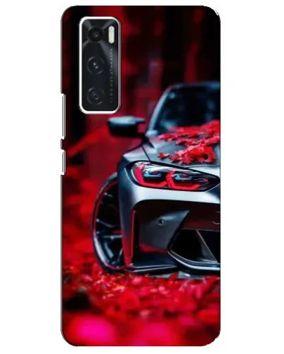 Чехол для Vivo V20 se с картинкой «Спортивная BMW и цветы»