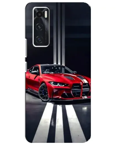 Чехол для Vivo V20 se с картинкой «Красная BMW на дороге»