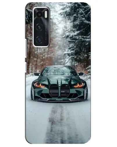 Чехол для Vivo V20 se с картинкой «BMW в зимнем лесу»