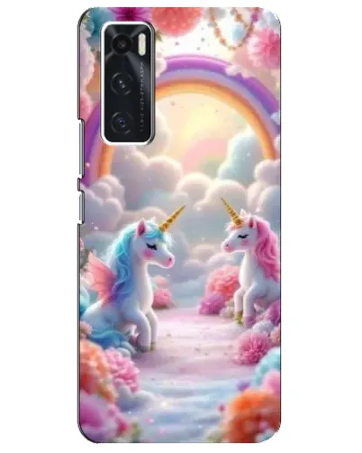 Чехол для Vivo V20 se с картинкой «Радуга и единороги»