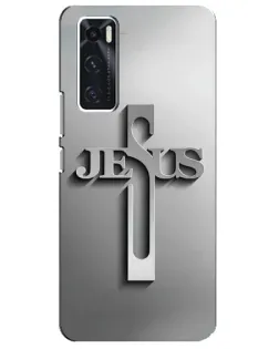 Чехол для Vivo V20 se с картинкой «Металлический крест Jesus»