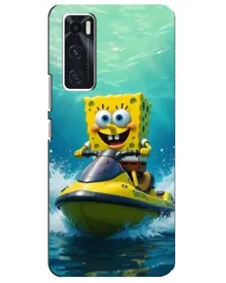 Чехол для Vivo V20 se с картинкой «Спанч Боб на гидроцикле»