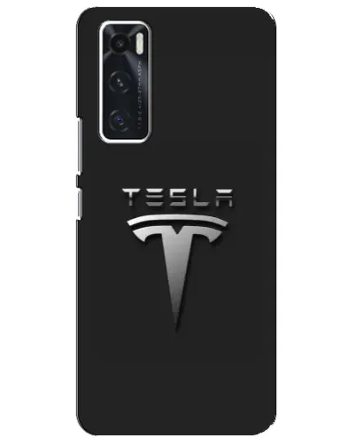 Чехол для Vivo V20 se с картинкой «Стальной логотип Tesla»