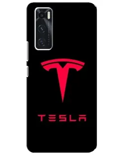 Чехол для Vivo V20 se с картинкой «Tesla Red Logo»