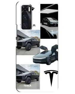 Чехол для Vivo V20 se с картинкой «Коллаж Cybertruck Tesla»
