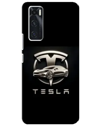 Чехол для Vivo V20 se с картинкой «Tesla — серебристое авто»