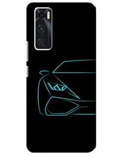 Чехол для Vivo V20 se с картинкой «Голубой силуэт Lamborghini»