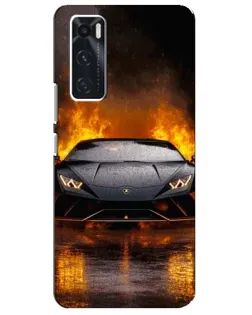 Чехол для Vivo V20 se с картинкой «Lamborghini в огне»