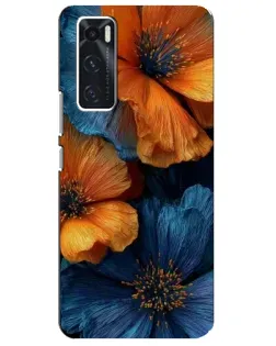 Чехол для Vivo V20 se с картинкой «Яркая сине-оранжевая флора» Чехол для Vivo V20 se с картинкой «Яркая сине-оранжевая флора»