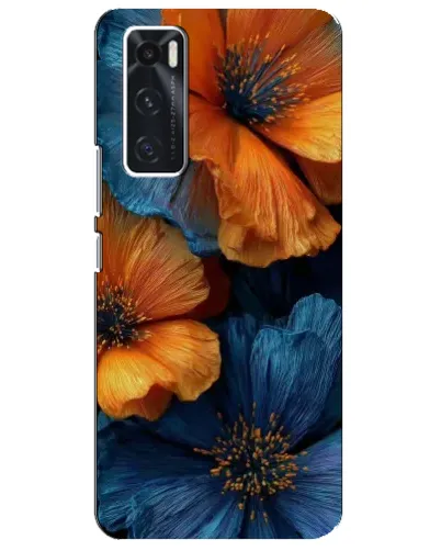 Чехол для Vivo V20 se с картинкой «Яркая сине-оранжевая флора» Чехол для Vivo V20 se с картинкой «Яркая сине-оранжевая флора»