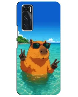 Чехол для Vivo V20 se с картинкой «Морская капибара»