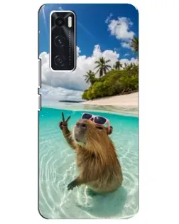 Чехол для Vivo V20 se с картинкой «Капибара на море»
