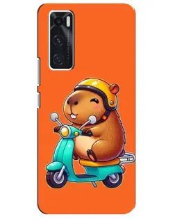 Чехол для Vivo V20 se с картинкой «Капибара на скутере»