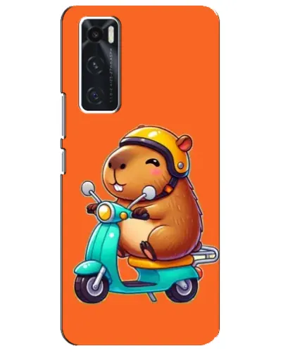 Чехол для Vivo V20 se с картинкой «Капибара на скутере»
