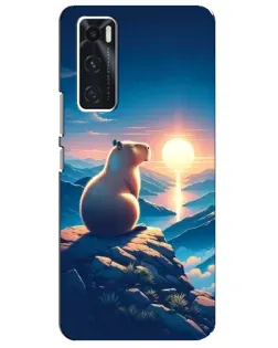 Чехол для Vivo V20 se с картинкой «Закат солнца с капибарой»