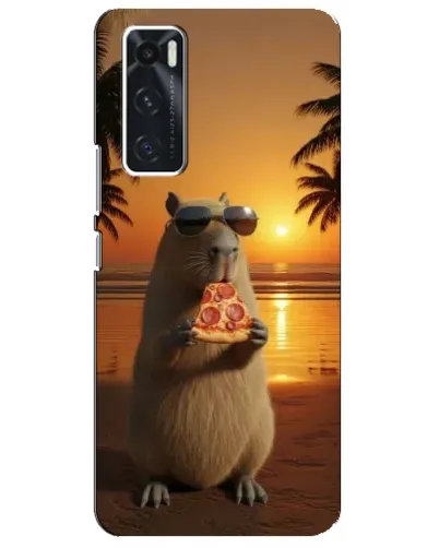 Чехол для Vivo V20 se с картинкой «Капибара с пиццей»