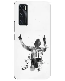 Чехол для Vivo V20 se с картинкой «Черно-белый силуэт Месси»