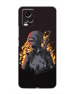 Чехол для Vivo V20 с картинкой «PUBG — огненный силуэт»