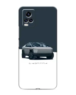 Чехол для Vivo V20 с картинкой «Серебристый Cybertruck Tesla»