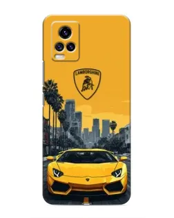 Чехол для Vivo V20 с картинкой «Желтый Lamborghini город»