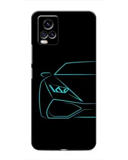 Чехол для Vivo V20 с картинкой «Голубой силуэт Lamborghini»