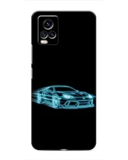 Чехол для Vivo V20 с картинкой «Неоновый контур Lamborghini»