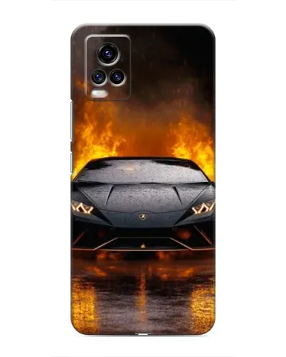 Чехол для Vivo V20 с картинкой «Lamborghini в огне»