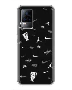 Чохол для Vivo V21 з картинкою «Nike Black Pattern»
