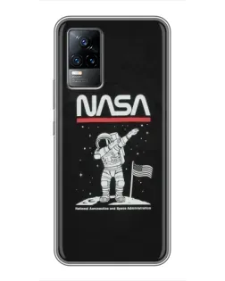 Чохол для Vivo V21 з картинкою «NASA — крокуємо по Місяцю»