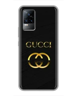 Чохол для Vivo V21 з картинкою «Золотий логотип Gucci»