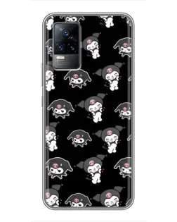 Чохол для Vivo V21 з картинкою «Чорний паттерн Kuromi»