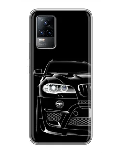 Чехол для Vivo V21 с картинкой «Темный силуэт BMW»