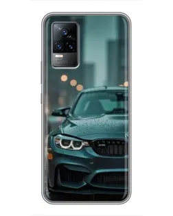 Чехол для Vivo V21 с картинкой «BMW в огнях города»