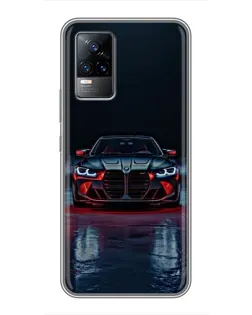 Чехол для Vivo V21 с картинкой «BMW на мокрой дороге»