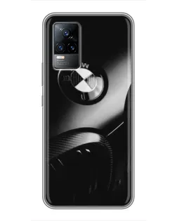 Чехол для Vivo V21 с картинкой «Эмблема BMW — макро»
