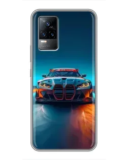 Чехол для Vivo V21 с картинкой «BMW — огни неона»