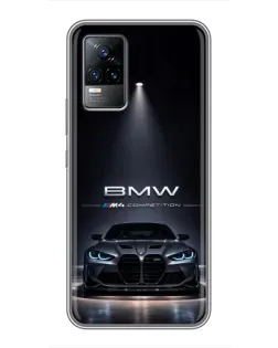 Чехол для Vivo V21 с картинкой «BMW сквозь ночной город»