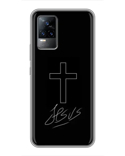 Чехол для Vivo V21 с картинкой «Графический крест Jesus» Чехол для Vivo V21 с картинкой «Графический крест Jesus»