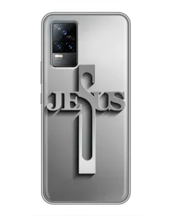 Чехол для Vivo V21 с картинкой «Металлический крест Jesus»