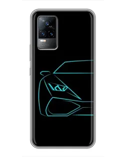 Чехол для Vivo V21 с картинкой «Голубой силуэт Lamborghini» Чехол для Vivo V21 с картинкой «Голубой силуэт Lamborghini»