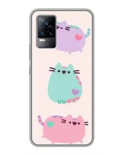 Чохол для Vivo V21 з картинкою «Pusheen тріо»