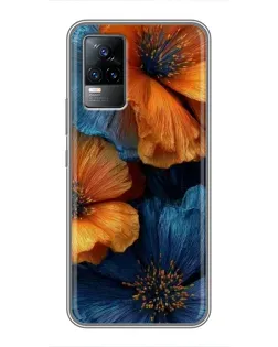 Чохол для Vivo V21 з картинкою «Яскрава синьо-помаранчева флора» Чохол для Vivo V21 з картинкою «Яскрава синьо-помаранчева флора»