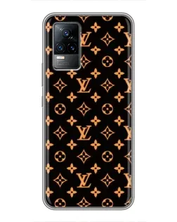 Чехол для Vivo V21E с картинкой «Золотая монограмма LV»