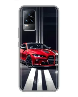 Чохол для Vivo V21E з картинкою «Червона BMW на дорозі»